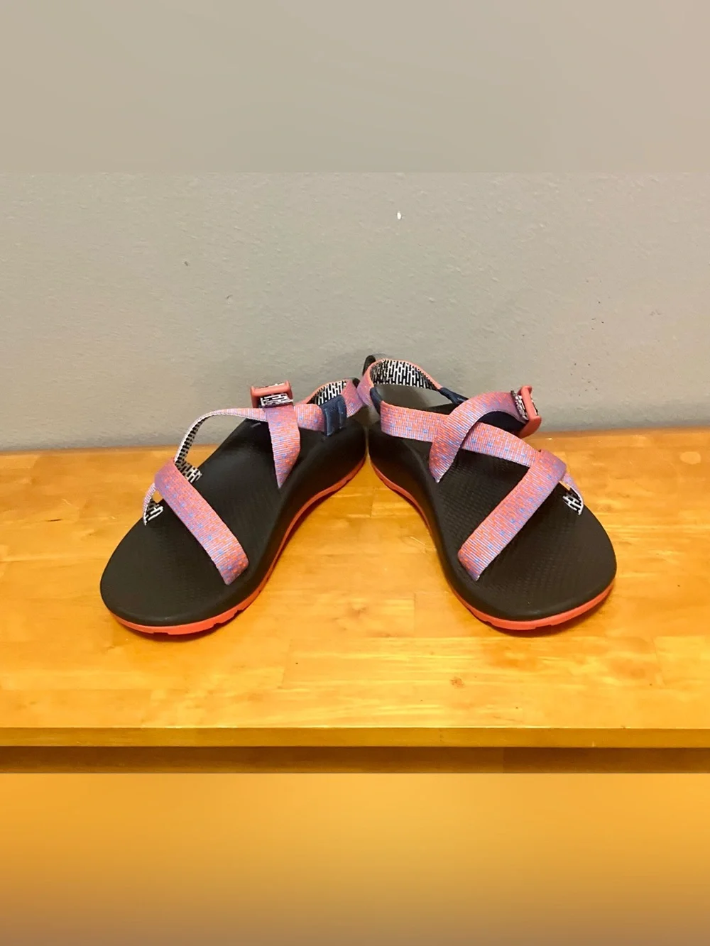 Chaco Z1 Ecotread Sandals, Salmon Pink/Blue/Black - Size 6 Women’s/Girls (VGUC)